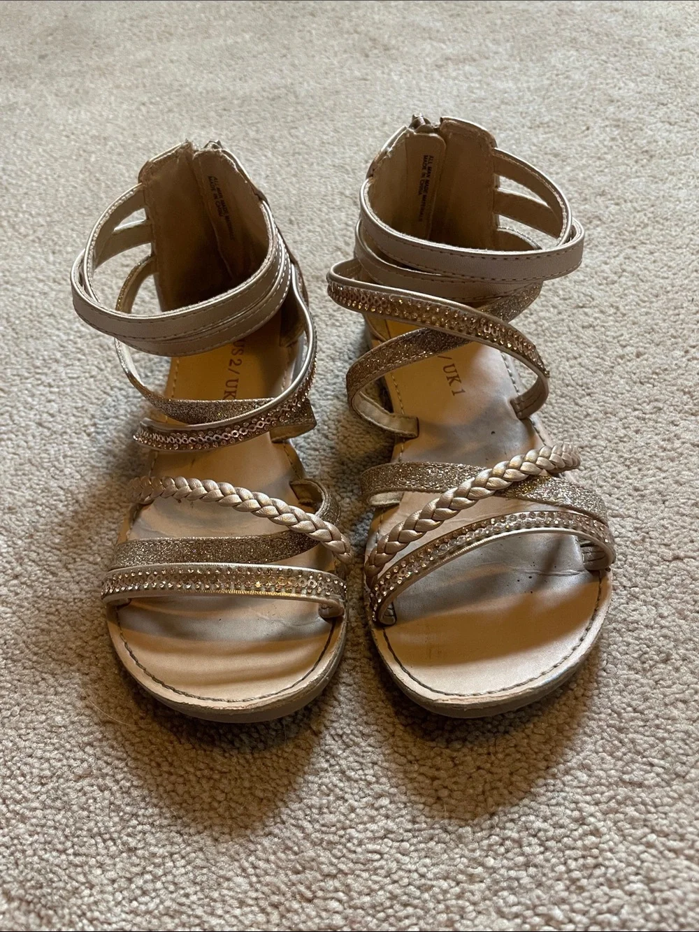 Girl’s Metallic Gold Braided Gladiator Sandals